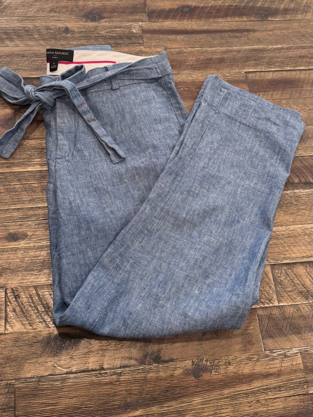 Banana Republic Light Blue Tie-Waist Straight Leg Jeans